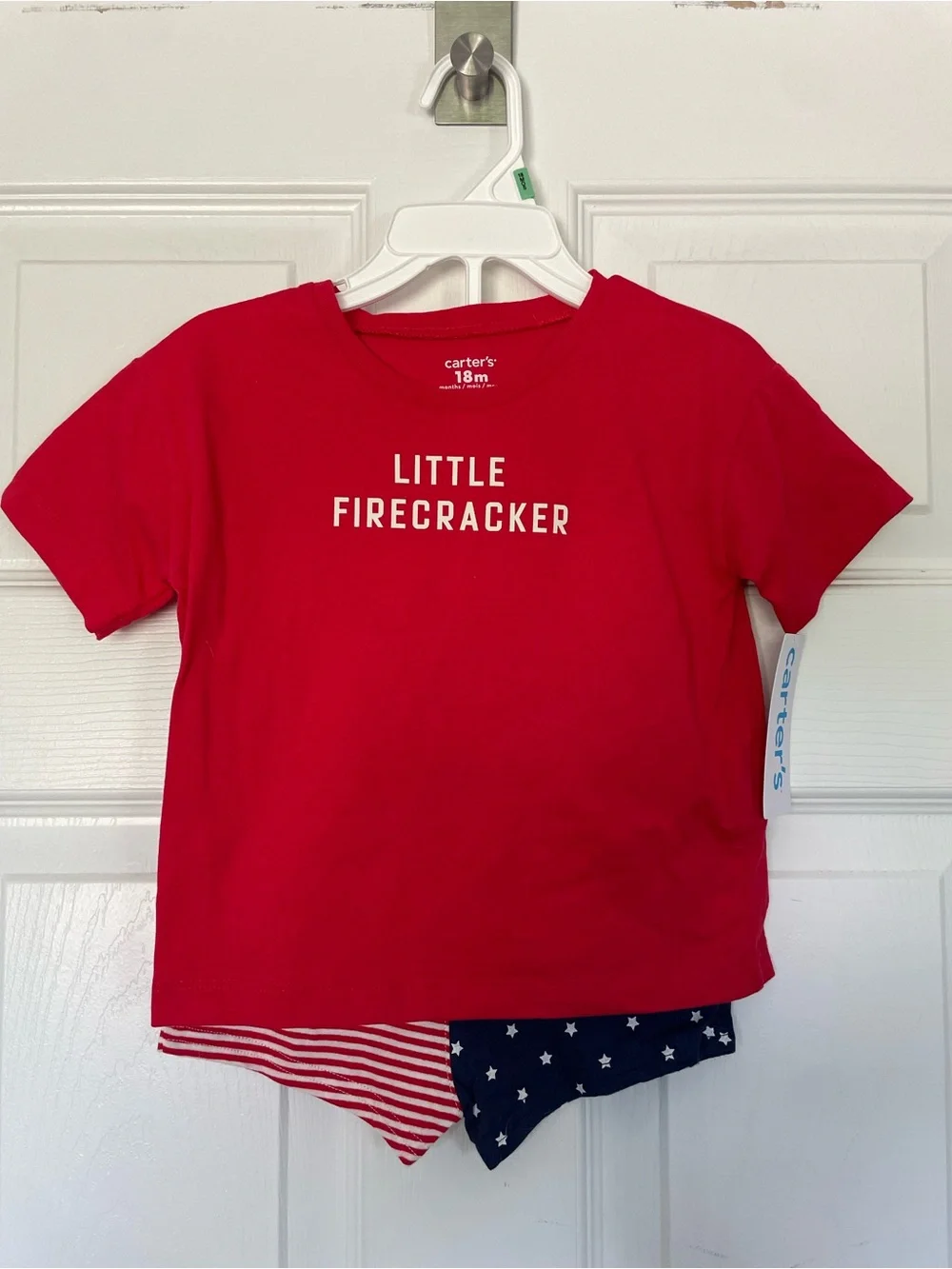 Carter's Red 'Little Firecracker' Tee with Patriotic Bottoms